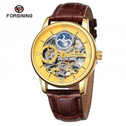 Часы Forsining с маховиком, полые полностью автоматические механические часы, мужские часы с ремешком, механические часы, часы