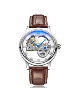 Gorben из искусственной кожи мужские механические часы с автоподзаводом, автоматические механические часы, деловые спортивные наручные часы